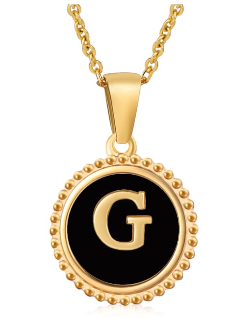 G Stainless steel Acrylic Letter Minimalist Round Pendant Necklace