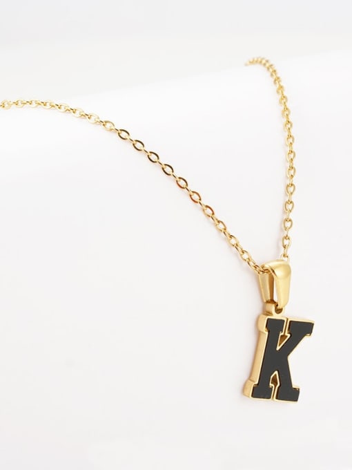 K Titanium Steel Acrylic Letter Minimalist Round Pendant Necklace