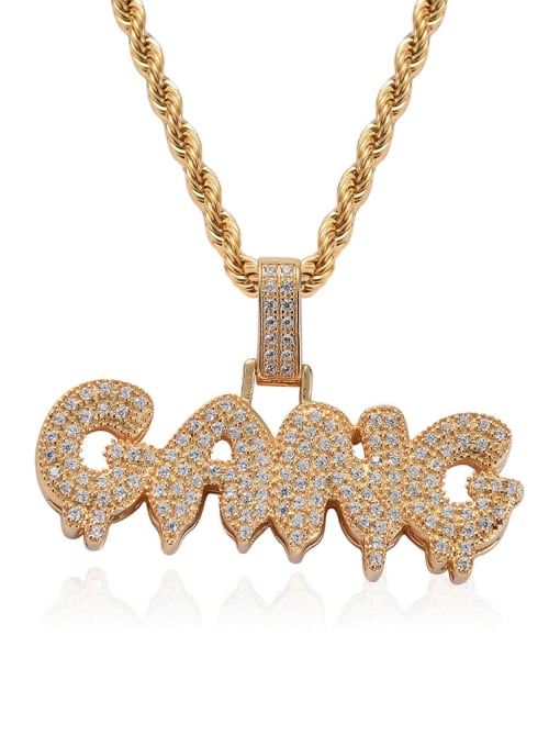 gold+chain Brass Cubic Zirconia Letter Trend Necklace