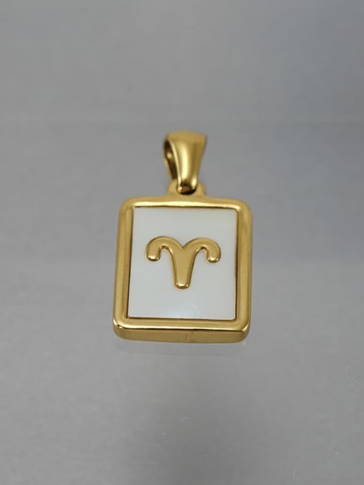 Aries (including chain) Titanium Steel Acrylic Constellation Minimalist  Square Pendant Necklace