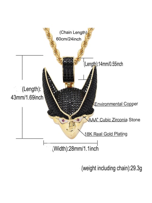 MAHA Brass Cubic Zirconia Anime characters Hip Hop Necklace 2