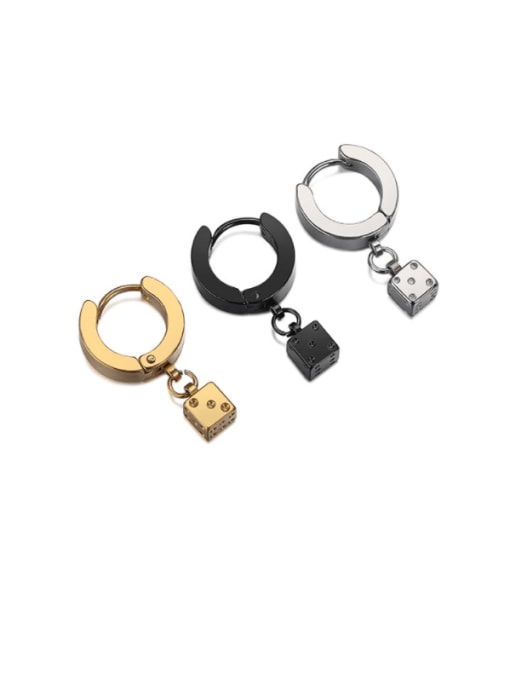 WOLF Titanium Steel Rhinestone Geometric Minimalist Huggie Earring( (Single)