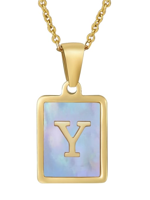 Golden Y (including chain) Titanium Steel Shell Geometric Letter Minimalist Necklace