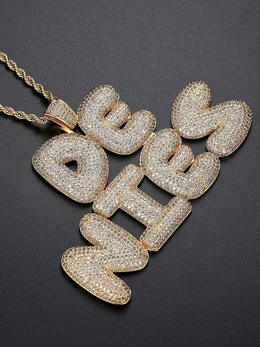 18k 76cm twist chain Brass Cubic Zirconia Letter Hip Hop Necklace