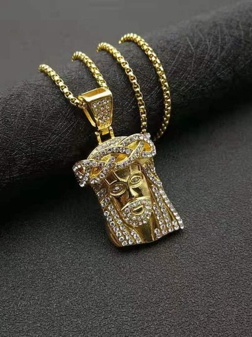 Gold Chain+3mm 61cm Titanium Steel Rhinestone Irregular Vintage Necklace For Men