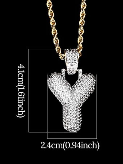 Y 24In 61cm twist chain t20i25 t20a02 Brass Cubic Zirconia Message Hip Hop Necklace