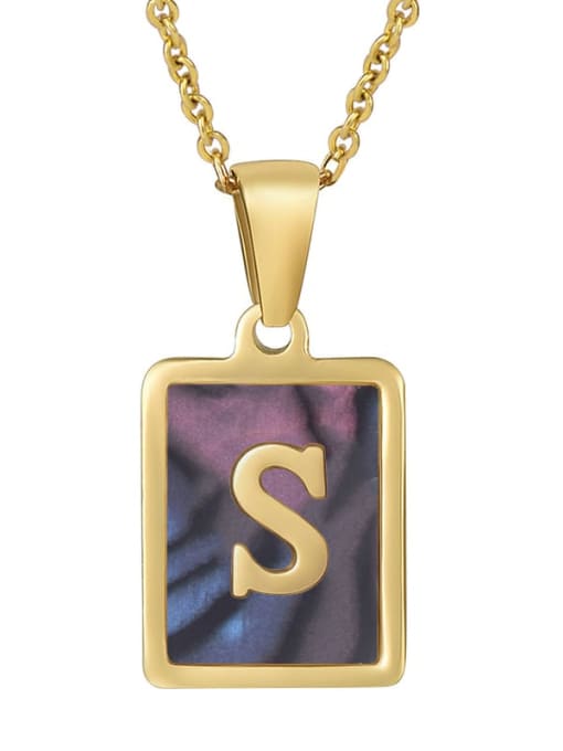 Square scallop s Stainless steel Shell Minimalist  Square Pendant Necklace