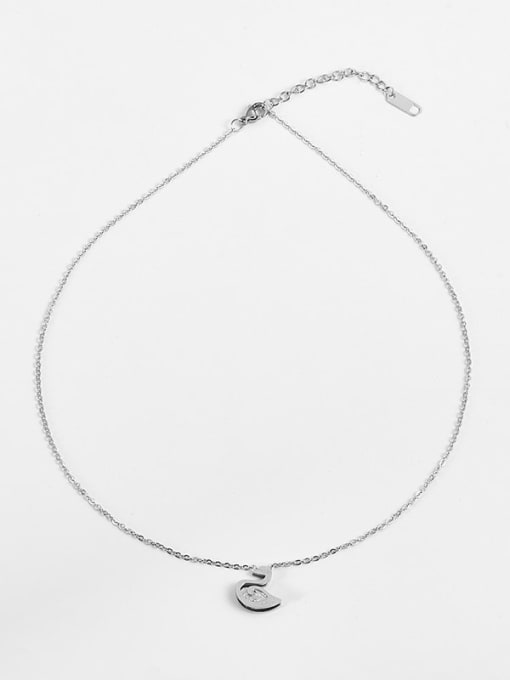 Steel color Titanium Steel Rhinestone Swan Minimalist Necklace