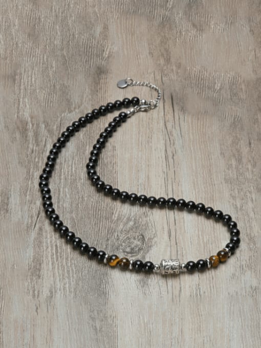 8 45cm Stainless steel Natural Stone Geometric Bohemia Beaded Necklace