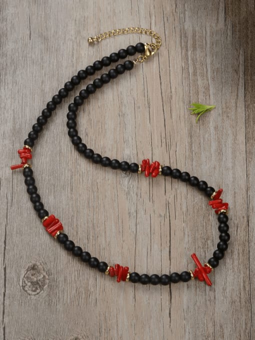 JZ Men's bead Stainless steel Natural Stone Irregular Bohemia Beaded Necklace 0