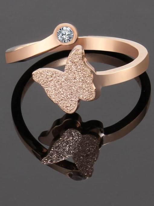 rose gold Titanium Butterfly Minimalist Band Ring