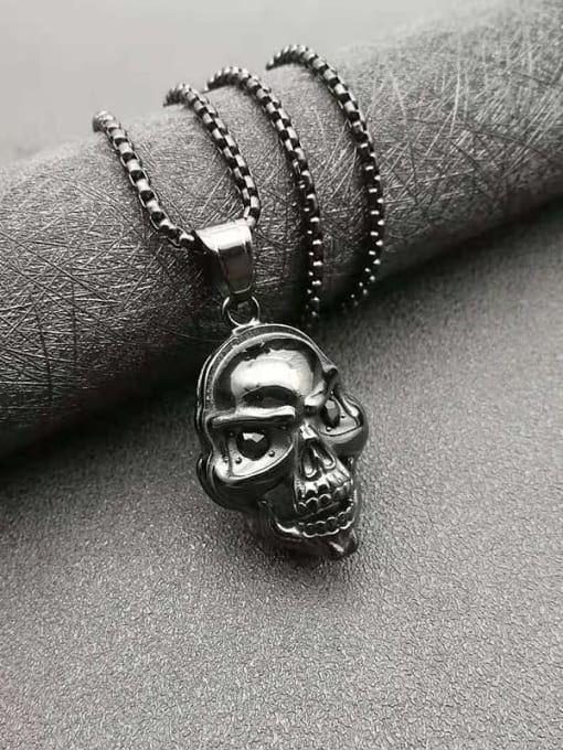HI HOP Titanium Steel Skull Hip Hop Necklace For Men 3
