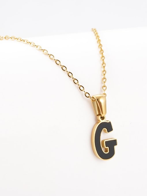 G Titanium Steel Acrylic Letter Minimalist Round Pendant Necklace