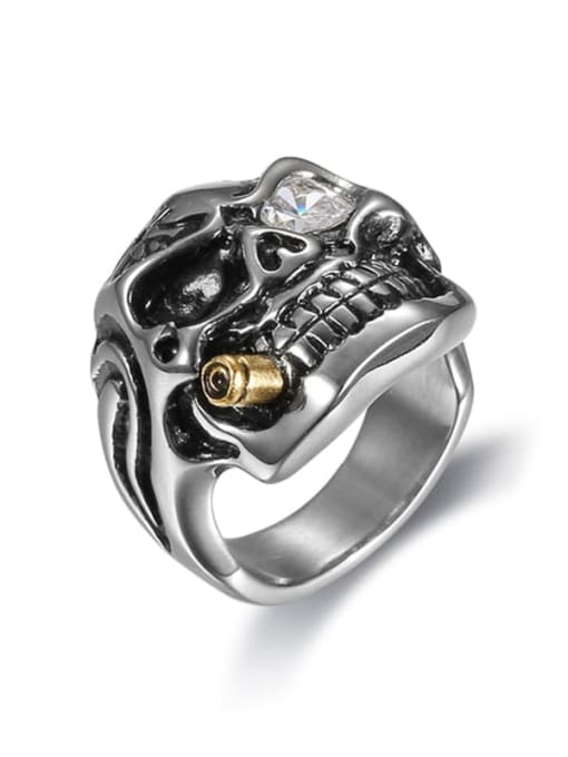 Meta gold Stainless steel Skull Band Ring