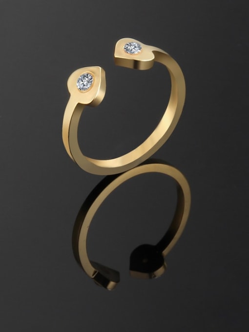 golden Titanium Heart Minimalist Ring