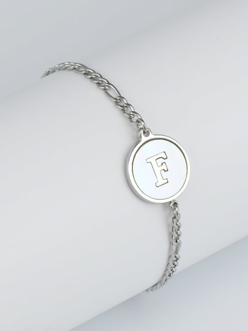 Steel bracelet f Stainless steel Shell Letter Minimalist Link Bracelet