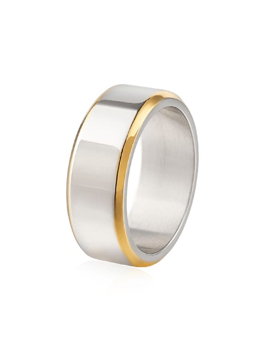 WOLF Titanium Steel Geometric Minimalist Band Ring 0