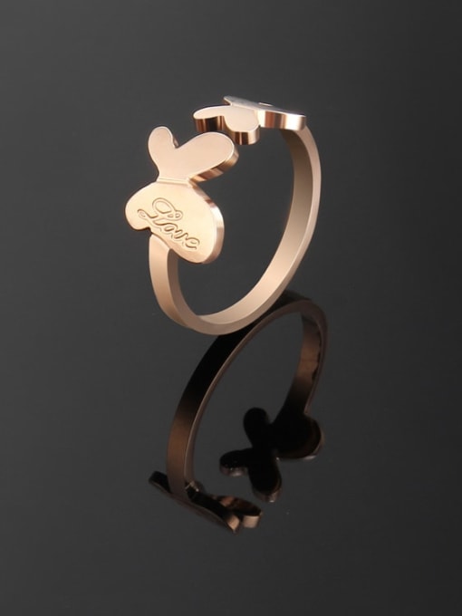 rose gold Titanium Steel Butterfly Minimalist Band Ring