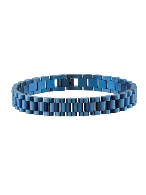 Blue Titanium Steel Geometric Minimalist Link Bracelet