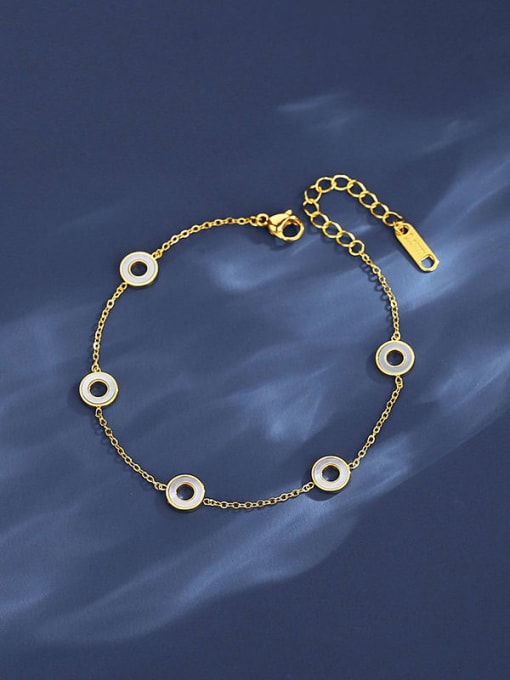 18K Gold Titanium Steel Shell Geometric Dainty Link Bracelet