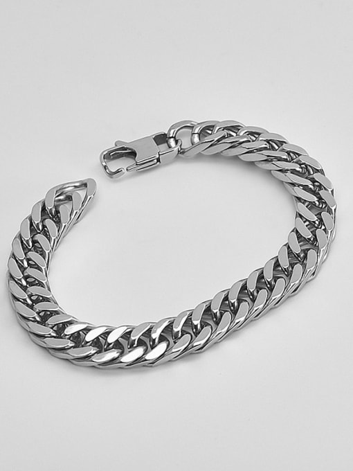 1.0cm steel color Titanium Steel Hollow Geometric Chain Vintage Link Bracelet