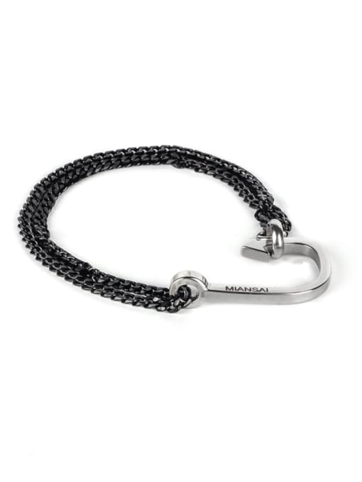 WOLF Titanium Steel Irregular Hip Hop Link Bracelet 2