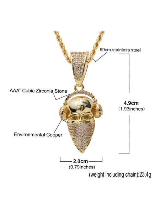 MAHA Brass Cubic Zirconia Avatar Hip Hop Necklace 2