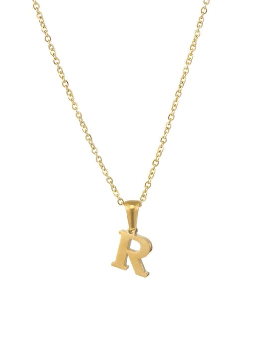 R Stainless steel  Minimalist  Letter EnglishPendant Necklace