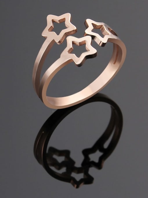 rose gold Titanium  Hollow  Star Minimalist Band Ring