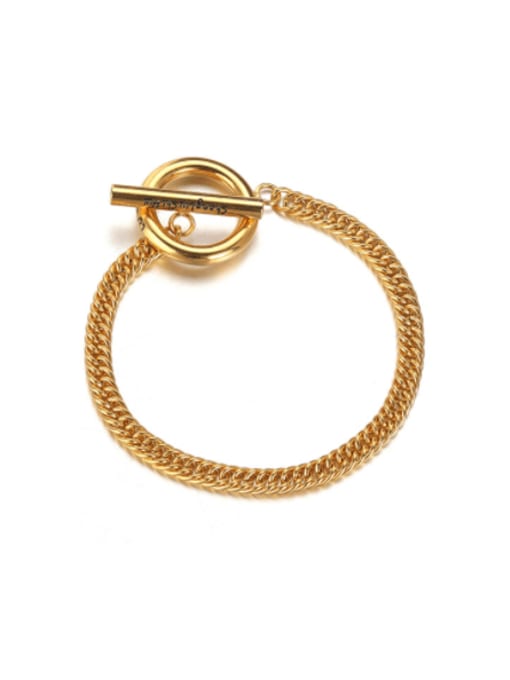 Gold (about 190mm girth) Titanium Steel Irregular Hip Hop Bracelet