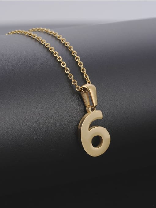 6 Stainless steel Minimalist Number  Pendant Necklace