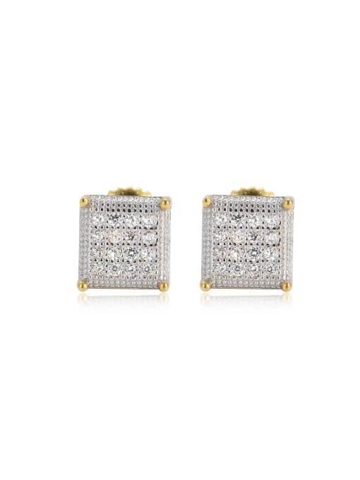 MAHA 925 Sterling Silver Cubic Zirconia Square Dainty Stud Earring