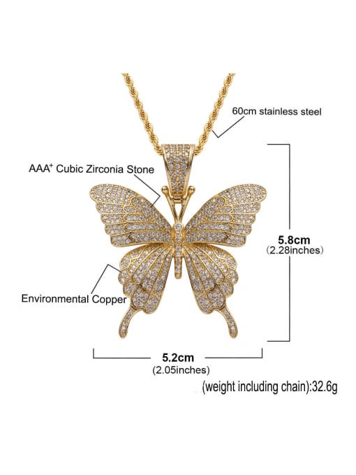 MAHA Brass Cubic Zirconia Butterfly Dainty Necklace 2