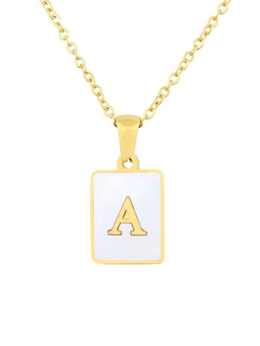 FN 01 A Letter A Titanium Steel Shell Geometric  Letter Minimalist Necklace