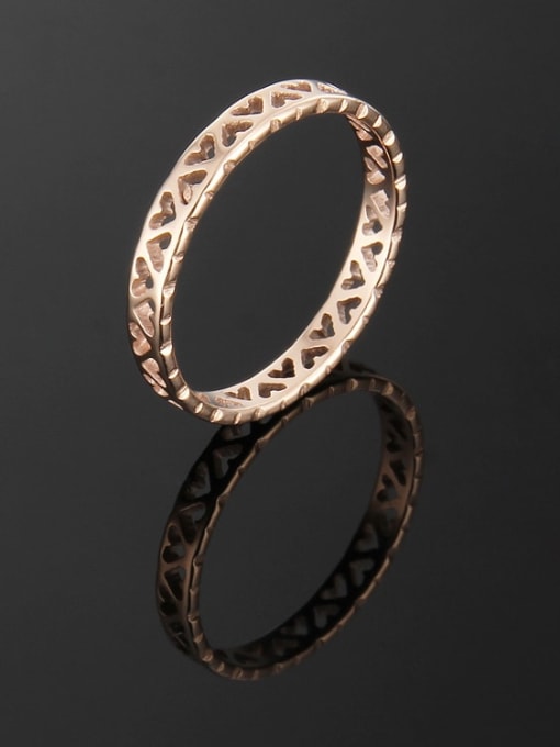 rose gold Titanium Hollow Heart Band Ring