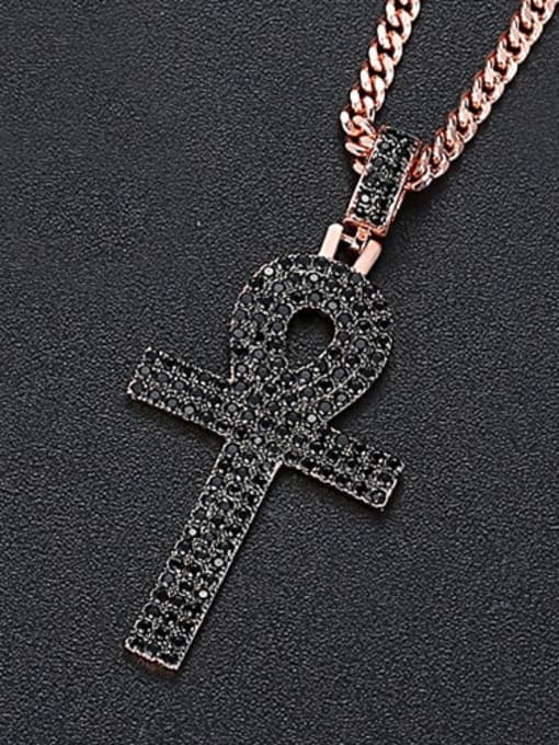 Black zirconium t20d05 Copper Cubic Zirconia Key Hip Hop Necklace