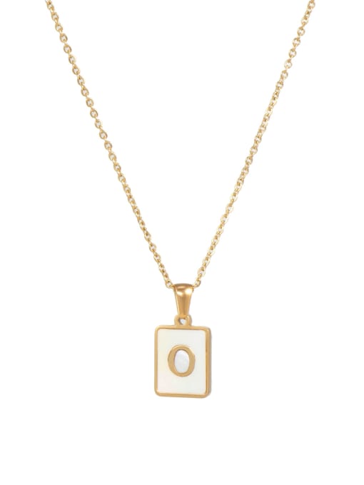 Square Gold White o Titanium Steel Shell  Minimalist Square Letter  Pendant Necklace