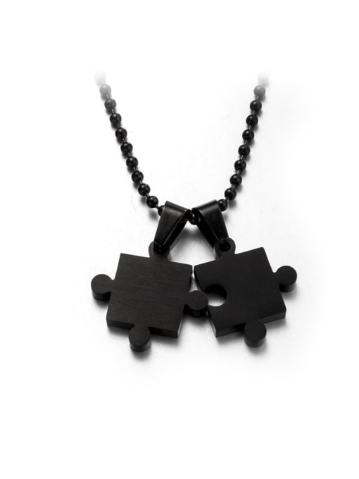 black Titanium Steel Geometric Hip Hop Necklace