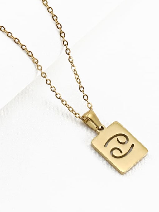 Cancer Stainless steel Constellation Minimalist Rectangle Pendant Necklace