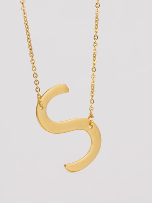 S Stainless steel Minimalist  Letter Pendant Necklace