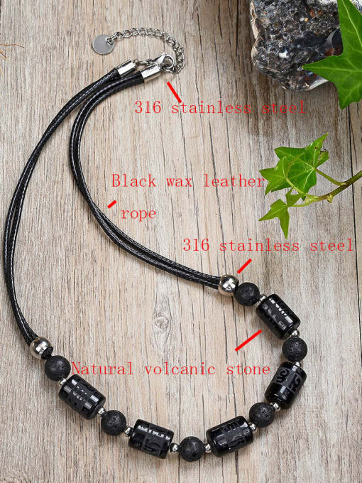 JZ Men's bead Stainless steel Natural Stone Irregular Bohemia Beaded Necklace 2