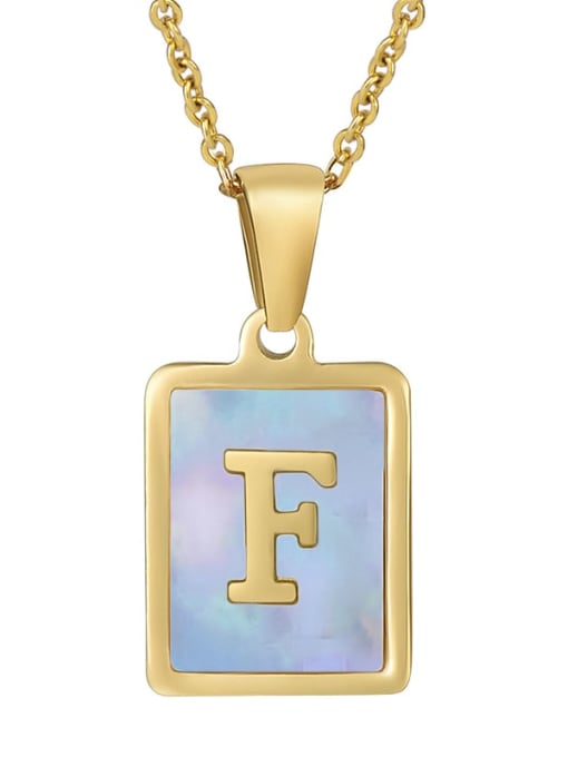 Gold F (including chain) Titanium Steel Shell Geometric Letter Minimalist Necklace