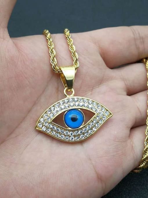 HI HOP Titanium steel Vintage eye pendant necklace For Men 1