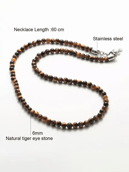 JZ Men's bead Titanium Steel Natural Stone Geometric Bohemia Beaded Necklace 3