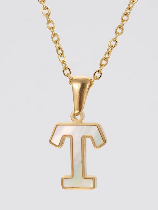 Single letter T Stainless steel Shell Letter Minimalist Letter Pendant (with out chain)
