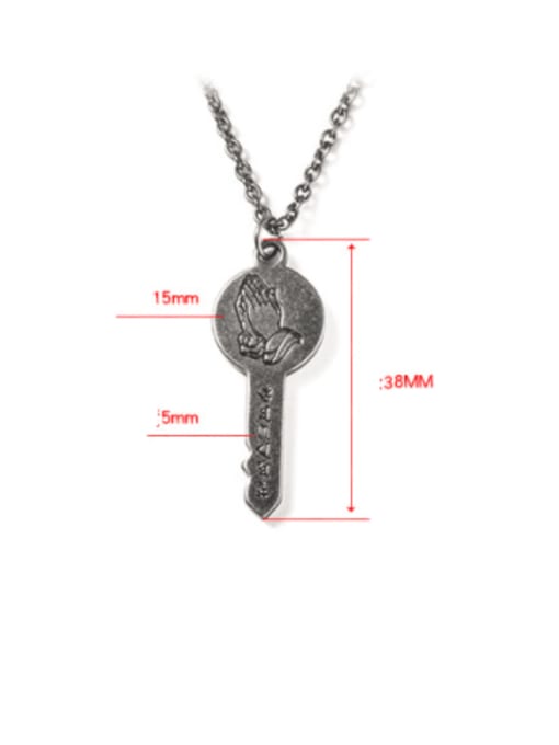 WOLF Titanium Steel Key Hip Hop Necklace 3