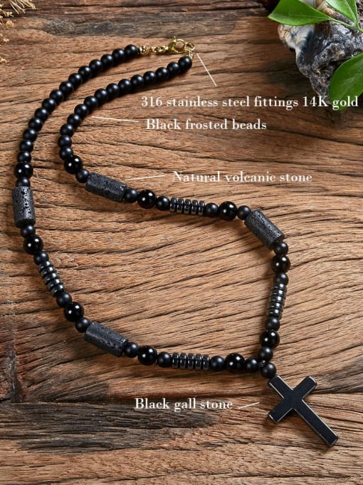 2 45cm Stainless steel Natural Stone Cross Bohemia Beaded Necklace