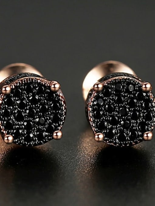 Rose gold t06g18 Copper Cubic Zirconia Round Hip Hop Stud Earring