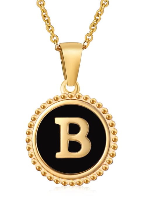 B Stainless steel Acrylic Letter Minimalist Round Pendant Necklace