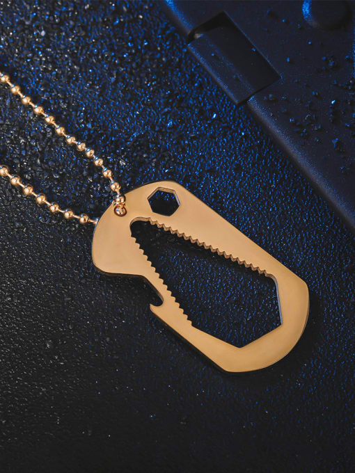 golden Titanium Steel Irregular Hip Hop Beaded Necklace